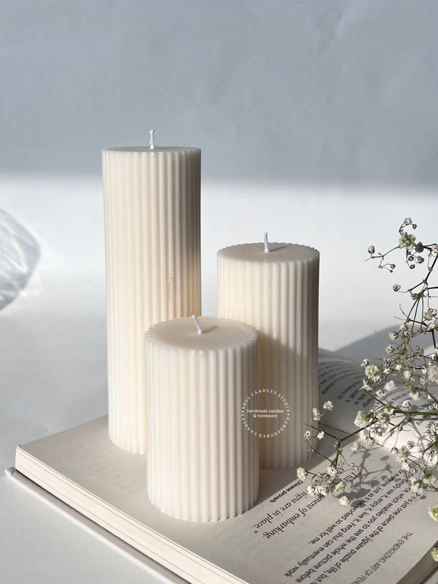 Ribbed Pillar Candle